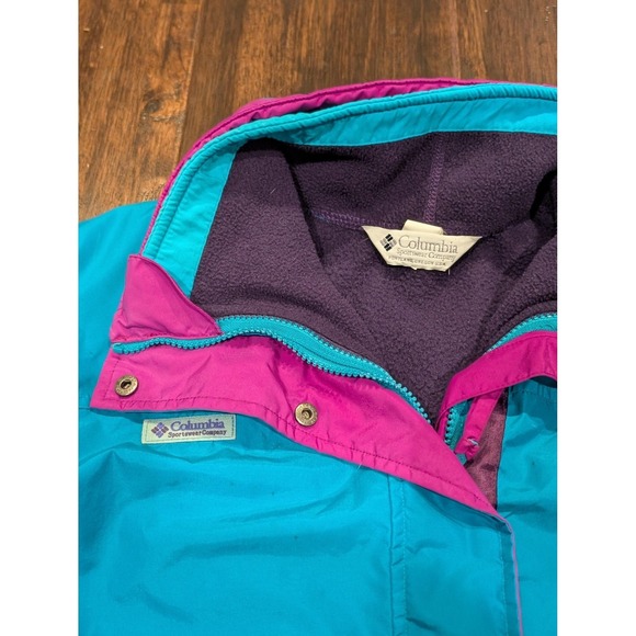 Vintage 90s Columbia Bugaboo 3-in-1 Interchange Ski Jacket Womens M Teal Purple - Picture 3 of 16